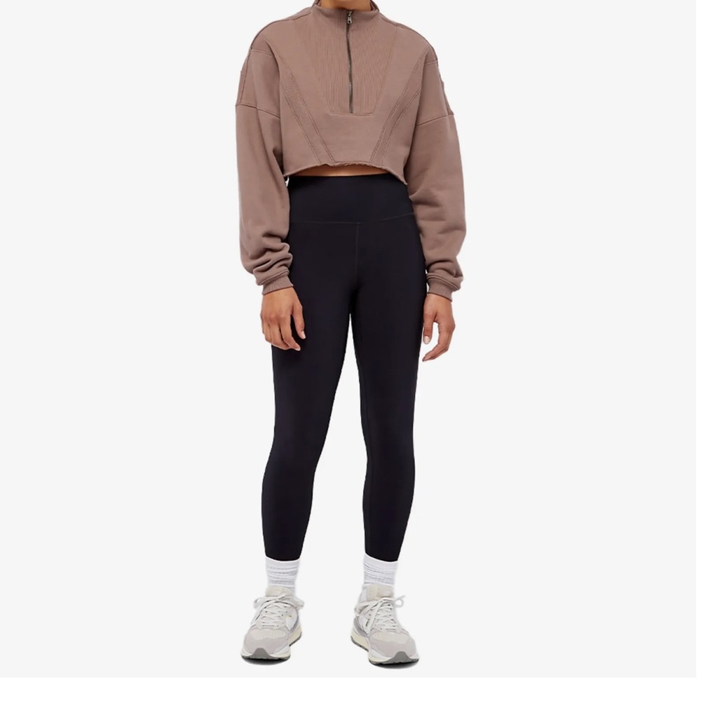 JOAH BROWN HALF ZIP CROP SWEATshirt PEPPERCORN medium large - Picture 3 of 10